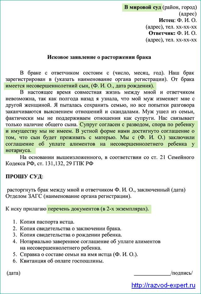 Советы по составлению искового заявления на развод в суде