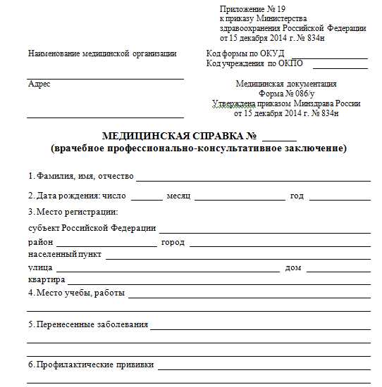 Что такое медицинская справка 086/у?